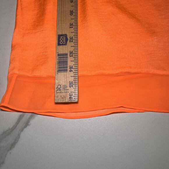 HELMUT LANG Silk Blend Layered Sleeveless Dress Orange Chroma Drape Womens 8 EUC - Picture 7 of 12